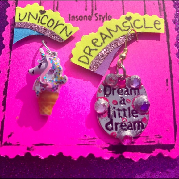 Unicorn Dreamsicle Ice-cream, Dangling Earrings - Picture 2 of 7